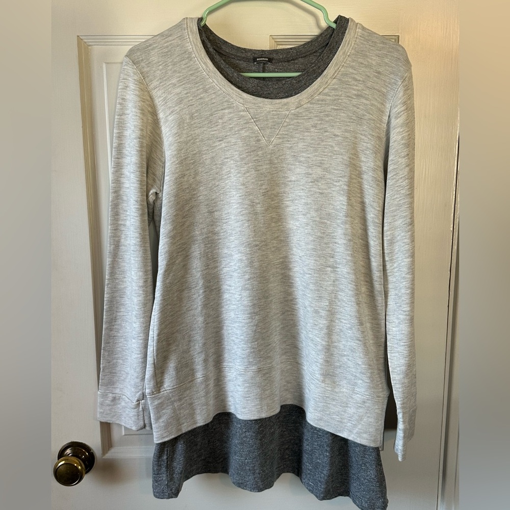 Monrow Gray Layered Women's Top